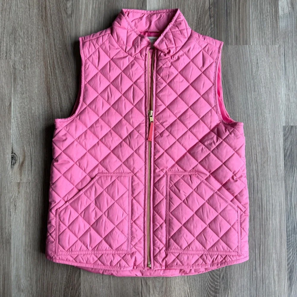 Crewcuts J.Crew Girls Pink Quilted Puffer Vest Re-Imagined Size Medium M